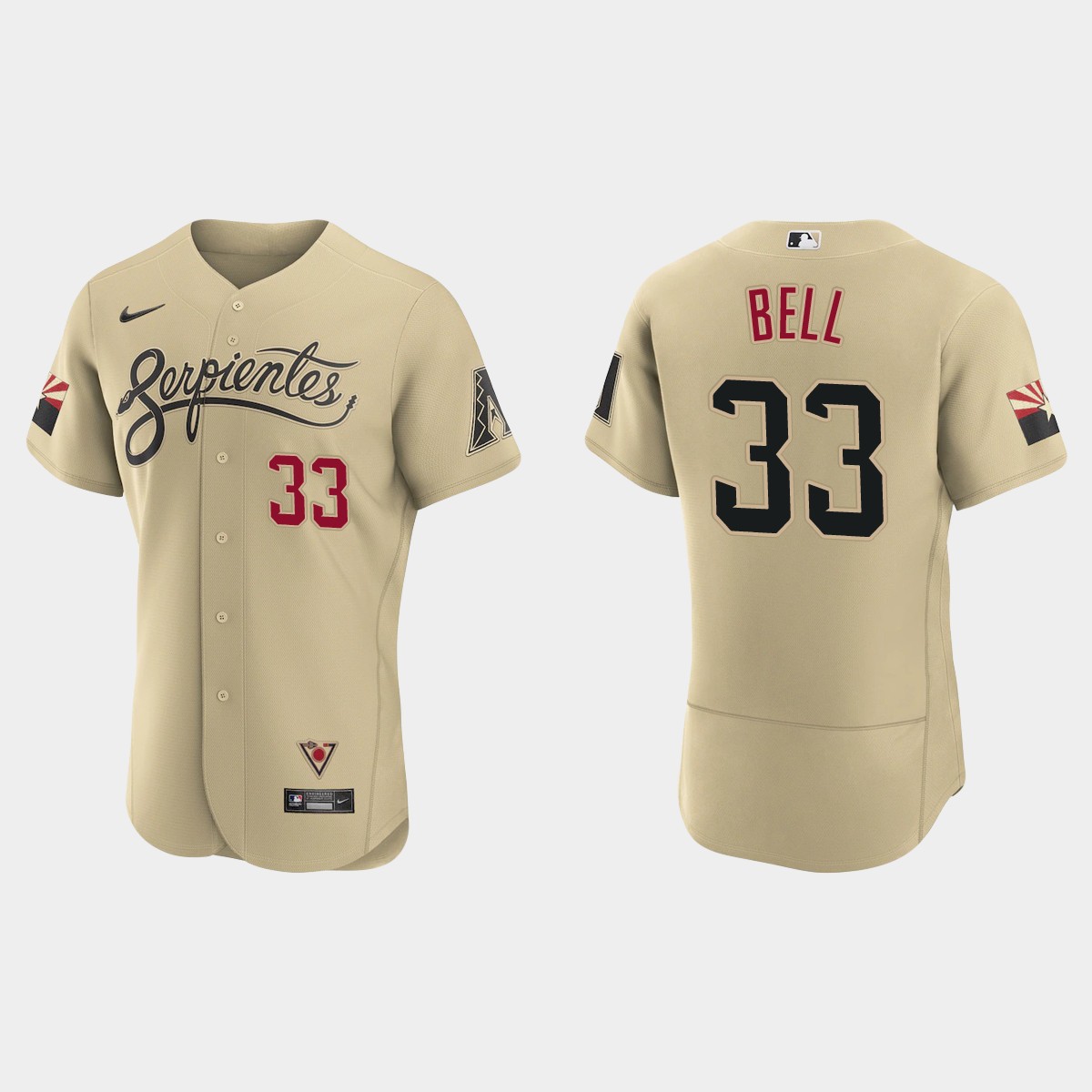 Arizona Diamondbacks #33 Jay Bell Men's Nike 2021 City Connect Authentic MLB Jersey Gold