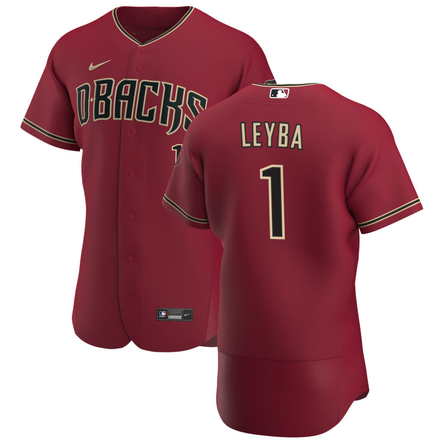 Arizona Diamondbacks #1 Domingo Leyba Men's Nike Crimson Authentic Alternate Team MLB Jersey