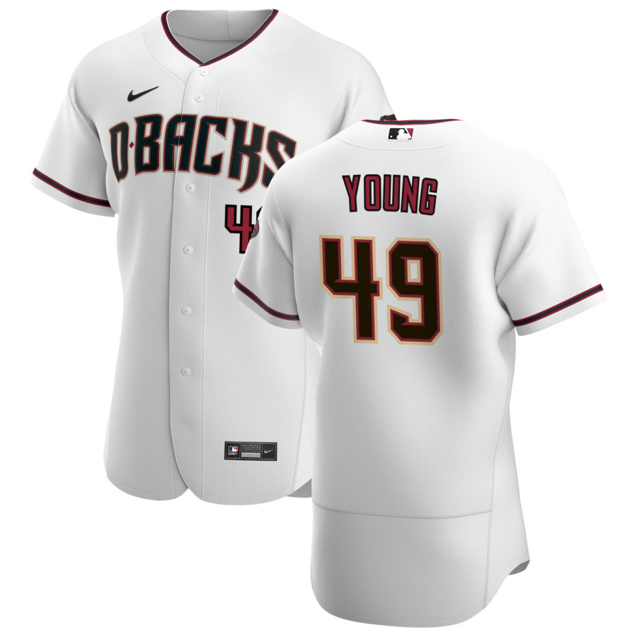 Arizona Diamondbacks #49 Alex Young Men's Nike White Crimson Authentic Home Team MLB Jersey