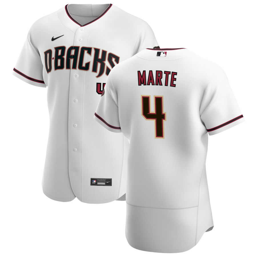 Arizona Diamondbacks #4 Ketel Marte Men's Nike White Crimson Authentic Home Team MLB Jersey