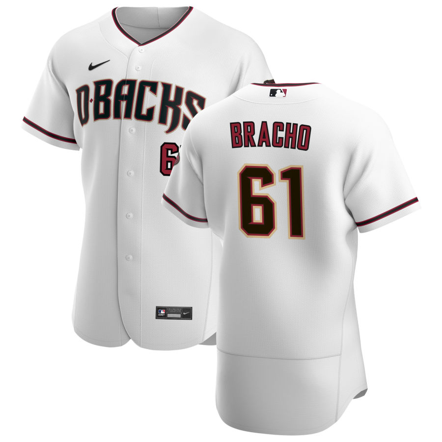 Arizona Diamondbacks #61 Silvino Bracho Men's Nike White Crimson Authentic Home Team MLB Jersey