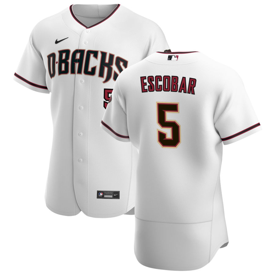 Arizona Diamondbacks #5 Eduardo Escobar Men's Nike White Crimson Authentic Home Team MLB Jersey