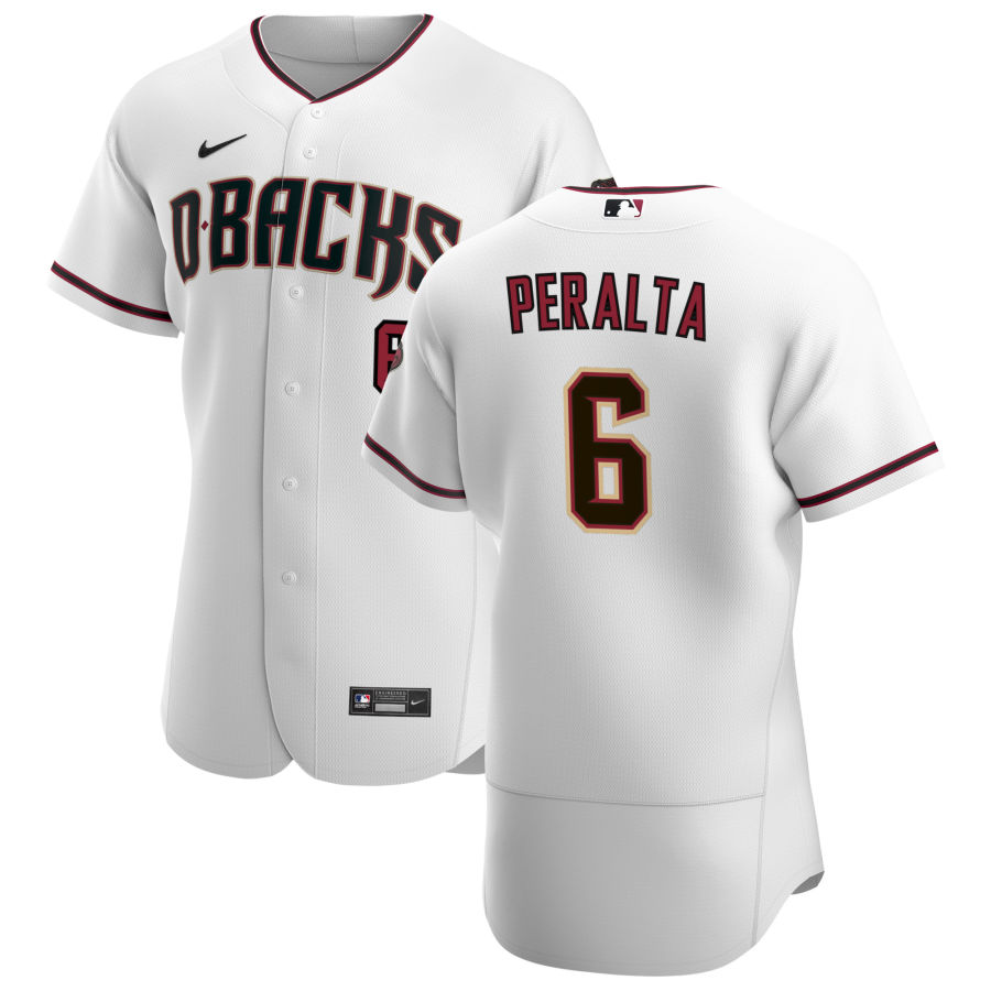 Arizona Diamondbacks #6 David Peralta Men's Nike White Crimson Authentic Home Team MLB Jersey