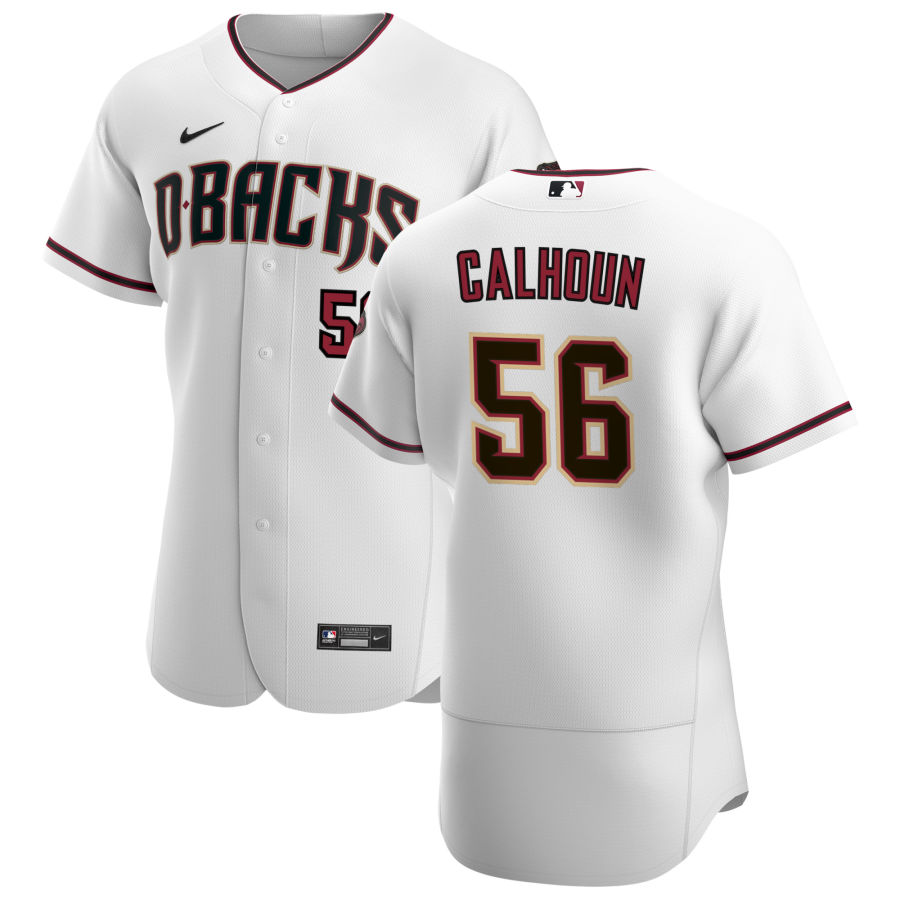 Arizona Diamondbacks #56 Kole Calhoun Men's Nike White Crimson Authentic Home Team MLB Jersey