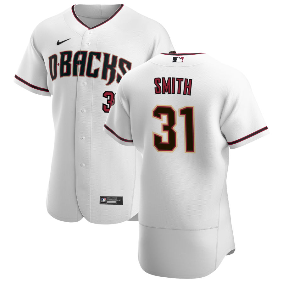 Arizona Diamondbacks #31 Caleb Smith Men's Nike White Crimson Authentic Home Team MLB Jersey