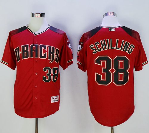 Diamondbacks #38 Curt Schilling Red Brick New Cool Base Stitched MLB Jersey