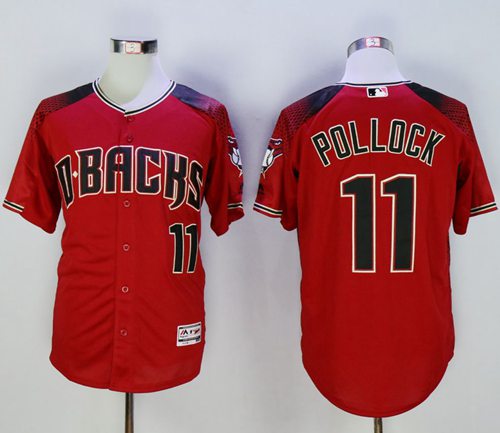 Diamondbacks #11 A. J. Pollock Red Brick New Cool Base Stitched MLB Jersey