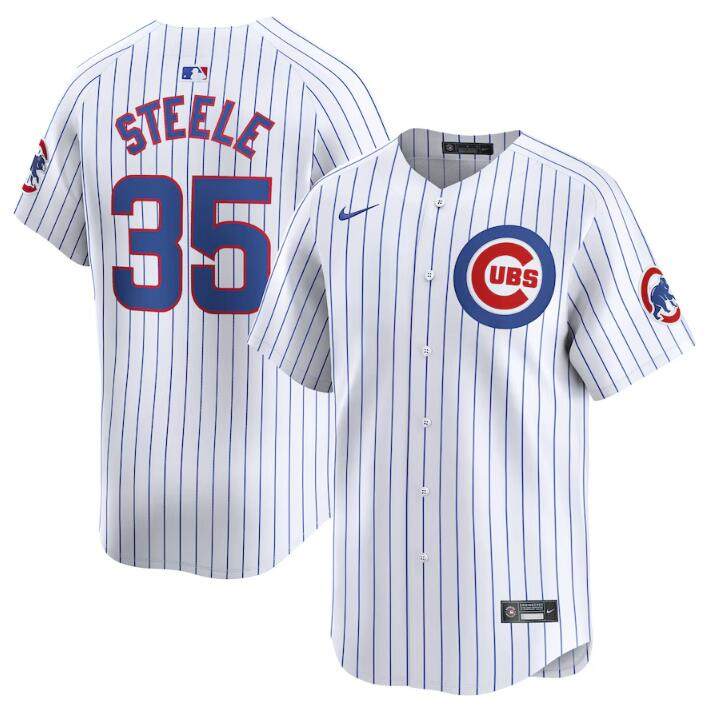 Men's Chicago Cubs #35 Justin Steele White 2024 Home Limited Stitched Baseball Jersey