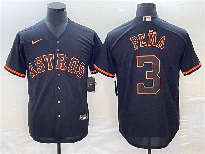 Men's Houston Astros #3 Jeremy Pe?a Black Cool Base Stitched Jersey