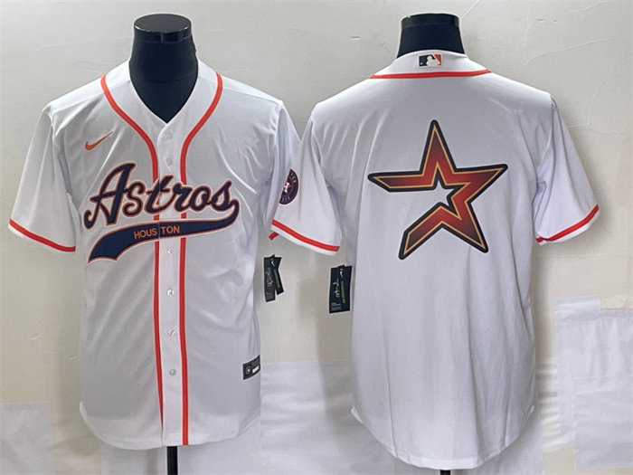 Men's Houston Astros White Team Big Logo Cool Base Stitched Baseball Jersey