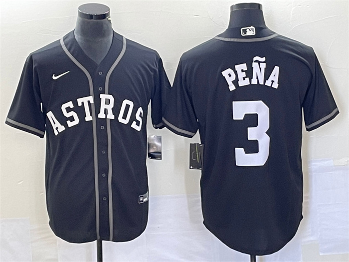 Men's Houston Astros #3 Jeremy Pe?a Black Cool Base Stitched Baseball Jersey