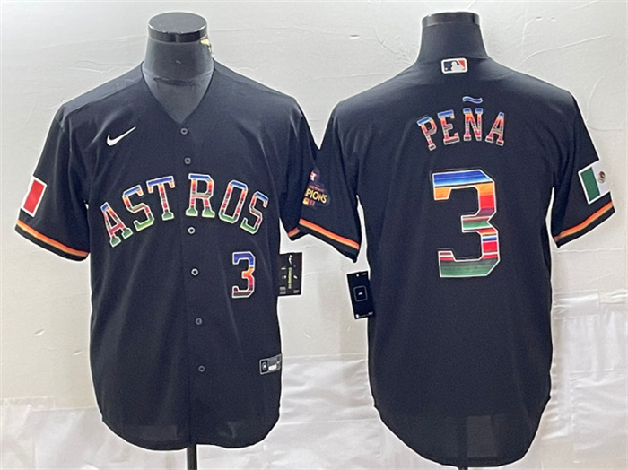 Men's Houston Astros #3 Jeremy Pe?a Black Mexico Cool Base Stitched Baseball Jersey