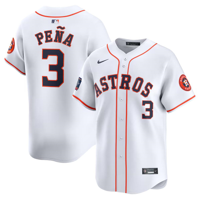 Men's Houston Astros #3 Jeremy Pe?a White 2024 World Tour Mexico City Series Home Limited Stitched Baseball Jersey