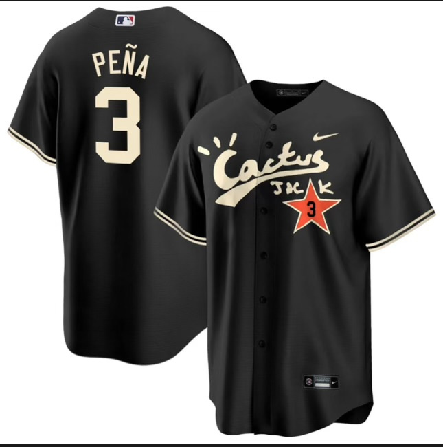 Men's Houston Astros #3 Jeremy Pena Black Cactus Jack Vapor Premier Limited Stitched Baseball Jersey