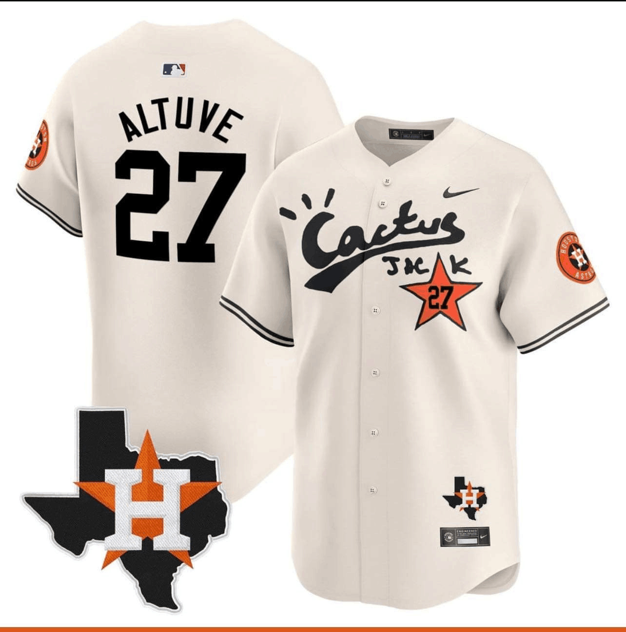 Men's Houston Astros #27 Jose Altuve Cactus Jack Vapor Premier Limited Stitched Baseball Jersey