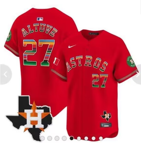 Men's Houston Astros #27 Jose Altuve Red Mexico Texas Cool Base Stitched Baseball Jersey