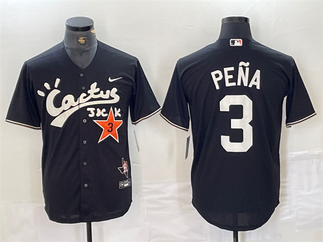 Men's Houston Astros #3 Jeremy Pe?a Black Cactus Jack Vapor Premier Limited Stitched Baseball Jersey