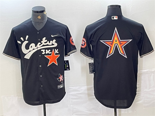 Men's Houston Astros Team Big Logo Black Cactus Jack Vapor Premier Limited Stitched Baseball Jersey 2