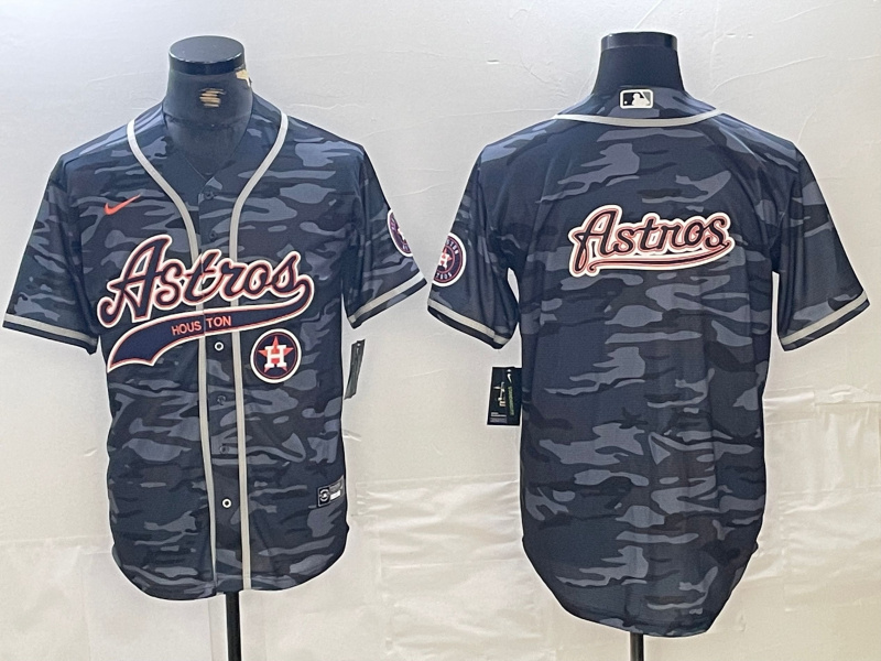 Men's Houston Astros Blank Gray Camo With Patch Cool Base Stitched Baseball Jersey 0