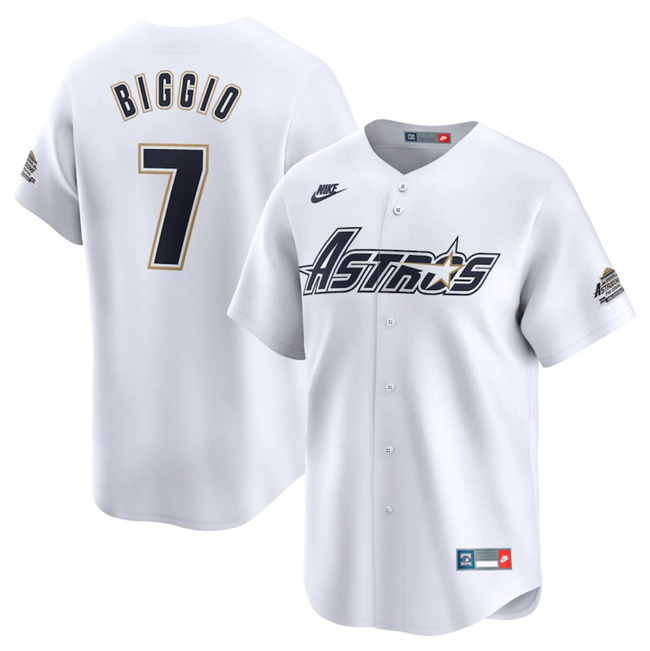 Men's Houston Astros #7 Craig Biggio Cream Cooperstown Collection Limited Stitched Baseball Jersey