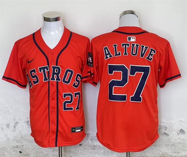 Men's Houston Astros #27 Jose Altuve Orange Limited Stitched Baseball Jersey