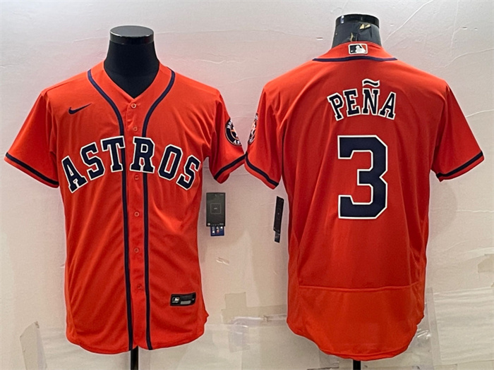 Men's Houston Astros #3 Jeremy Pe?a Orange Flex Base Stitched Baseball Jersey