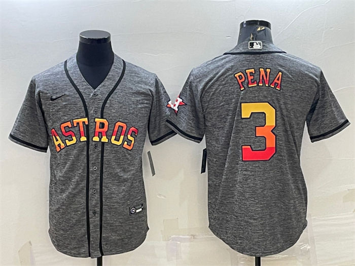 Men's Houston Astros #3 Jeremy Pe?a Grey Cool Base Stitched Baseball Jersey