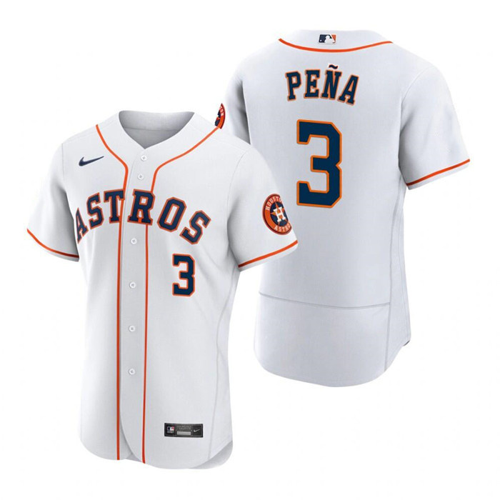 Men's Houston Astros #3 Jeremy Pe?a White Flex Base Stitched Jersey