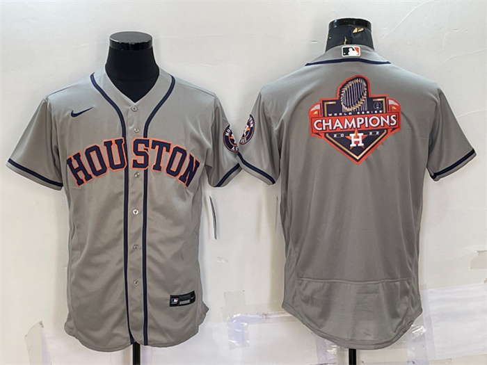 Men's Houston Astros Gray 2022 World Series Champions Team Big Logo Flex Base Stitched