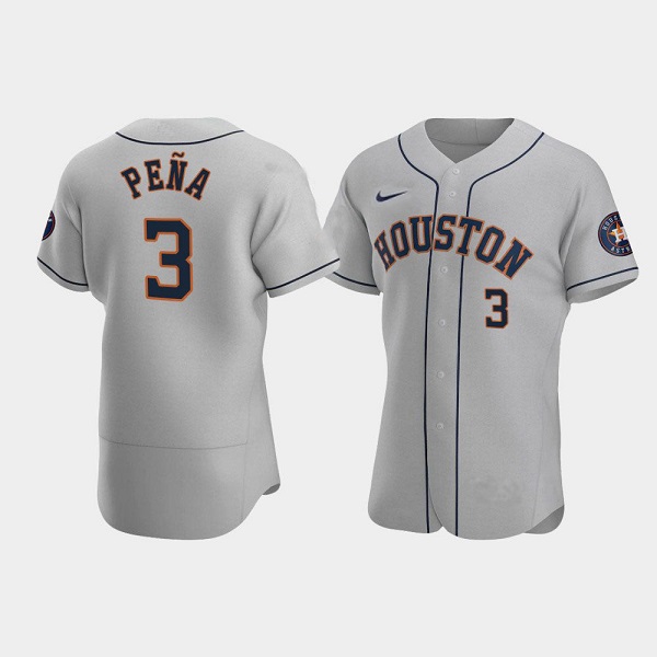 Men's Houston Astros #3 Jeremy Pe?a Gray Flex Base Stitched JerseyS