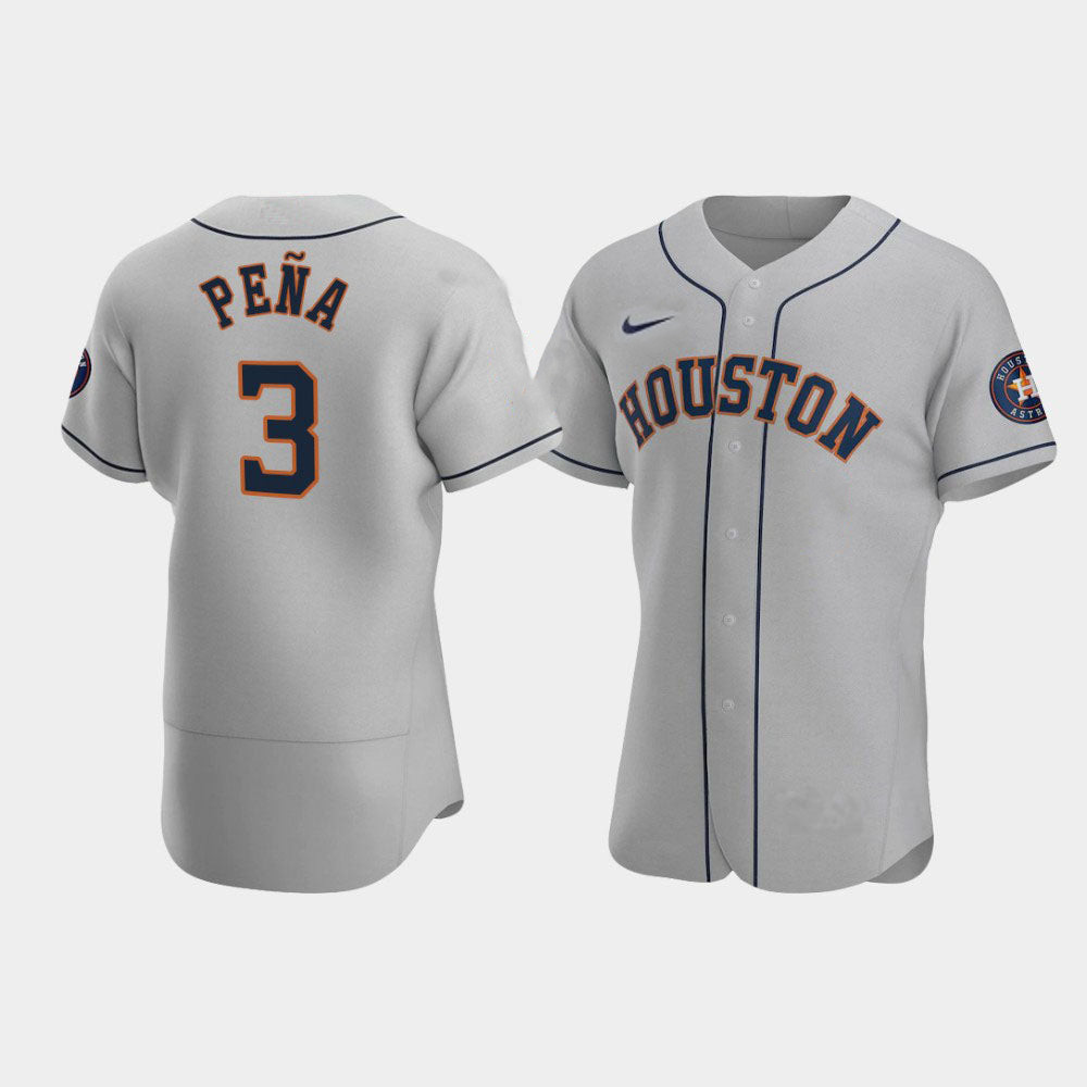 Men's Houston Astros #3 Jeremy Pe?a Gray Flex Base Stitched Jersey