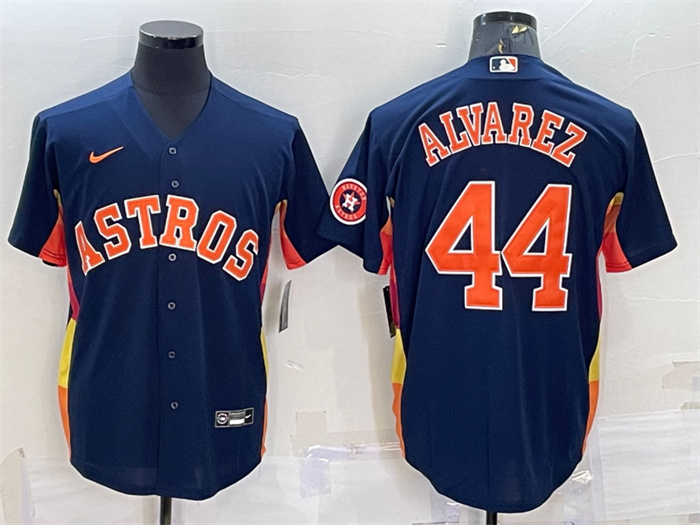 Men's Houston Astros #44 Yordan Alvarez Navy With Patch Cool Base Stitched Jersey