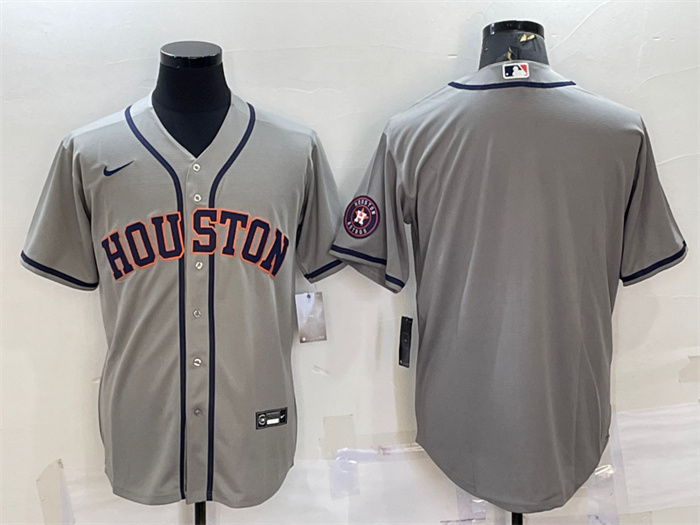 Men's Houston Astros Blank Grey With Patch Cool Base Stitched Jersey