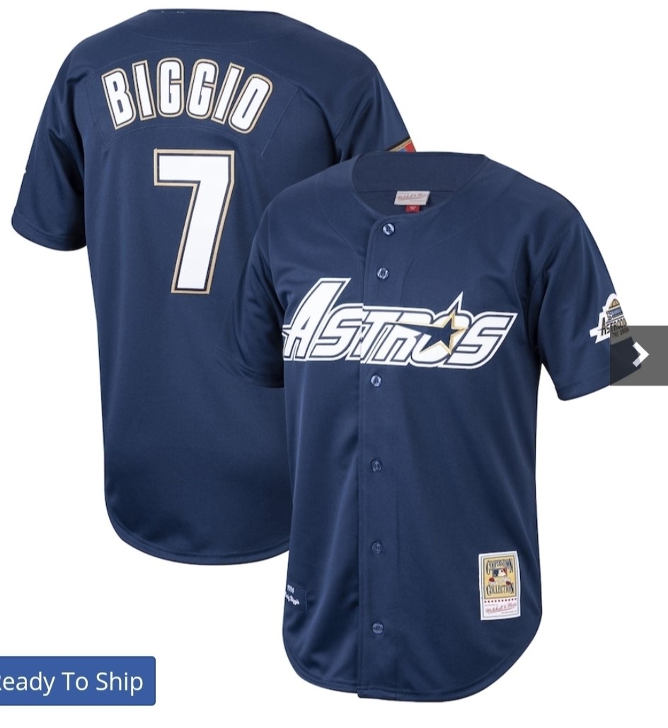 Astros #7 Craig Biggio Navy Blue Throwback Stitched MLB Jersey