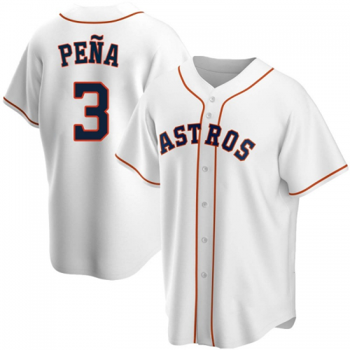 Men's Houston Astros #3 Jeremy Pe?a White Cool Base Stitched Jersey