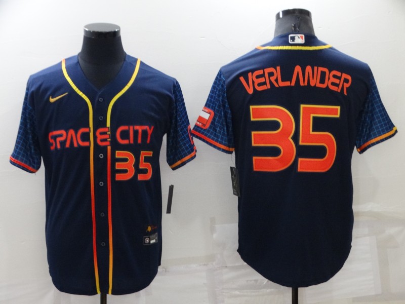 Men's Houston Astros #35 Justin Verlander 2022 Navy City Connect Cool Base Stitched Jersey