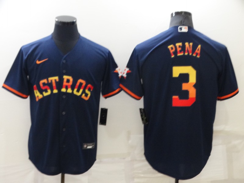 Men's Houston Astros #3 Jeremy Pe?a 2022 Navy Cool Base Stitched Jersey