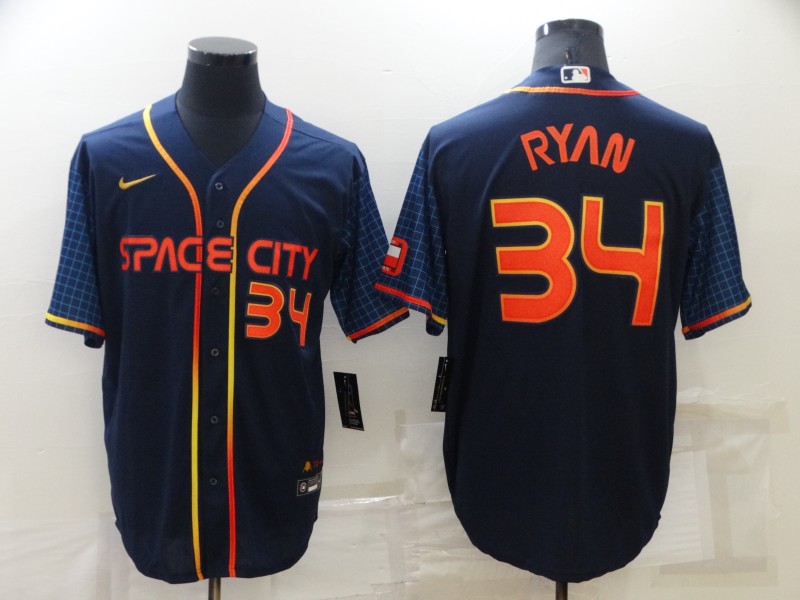 Men's Houston Astros #34 Nolan Ryan 2022 Navy City Connect Cool Base Stitched Jersey