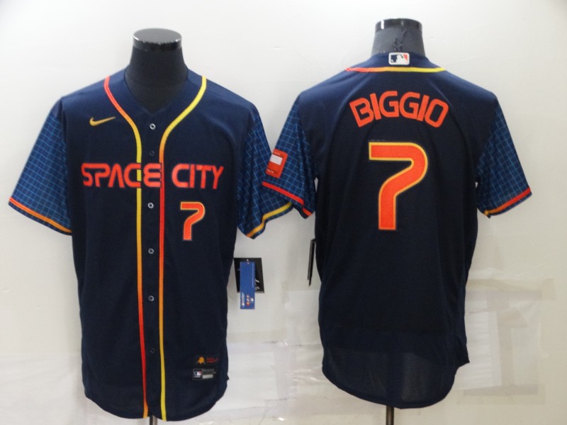 Men's Houston Astros #7 Craig Biggio 2022 Navy City Connect Flex Base Stitched Baseball Jersey