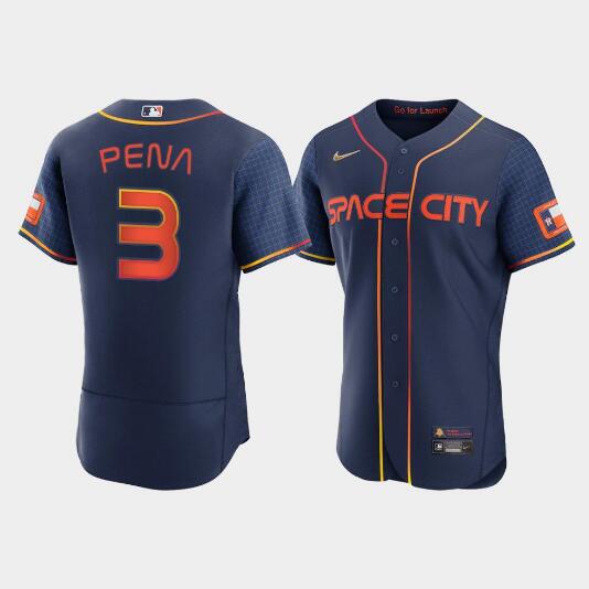 Men's Houston Astros #3 Jeremy Pe?a 2022 Navy City Connect Flex Base Stitched Baseball Jersey