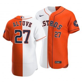 Astros #27 Jose Altuve Split White Orange Two-Tone Jersey