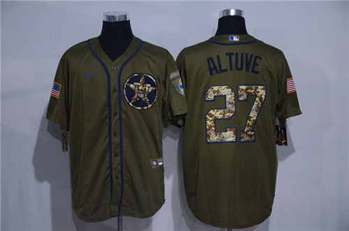 Astros 27 Jose Altuve Olive 2020 Nike Cool Base Jersey