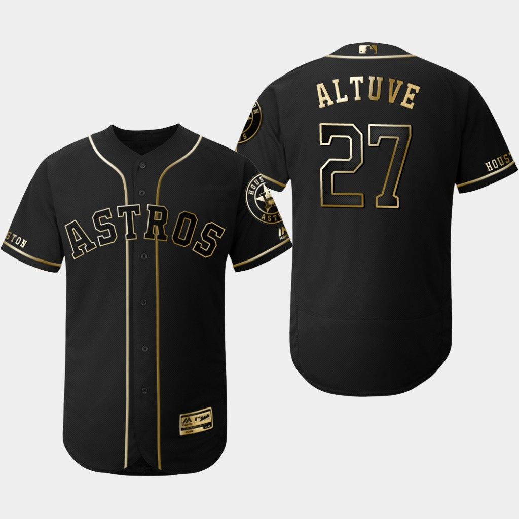 Astros 27 Jose Altuve Black Gold Flexbase Jersey