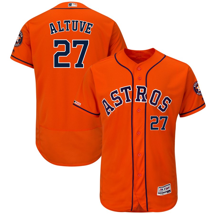 Astros 27 Jose Altuve Orange 150th Patch Flexbase Jersey