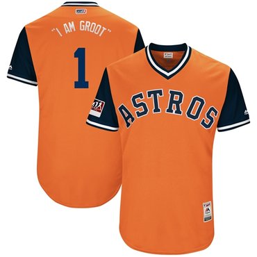 Astros #1 Carlos Correa Orange I Am Groot Players Weekend Authentic Stitched MLB Jersey