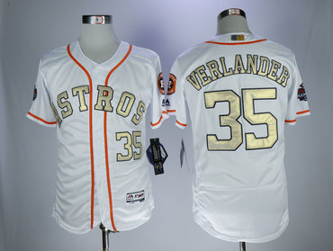 Astros 35 Justin Verlander White 2018 Gold Program Flexbase Jersey