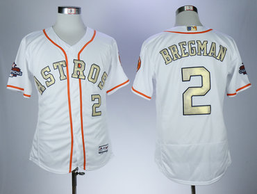 Astros 2 Alex Bregman White 2018 Gold Program Flexbase Jersey