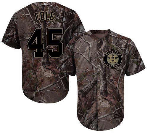 Astros #45 Gerrit Cole Camo Realtree Collection Cool Base Stitched Baseball Jersey