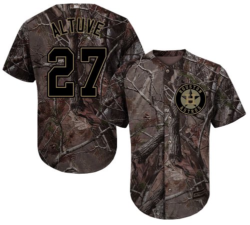 Astros #27 Jose Altuve Camo Realtree Collection Cool Base Stitched Baseball Jersey