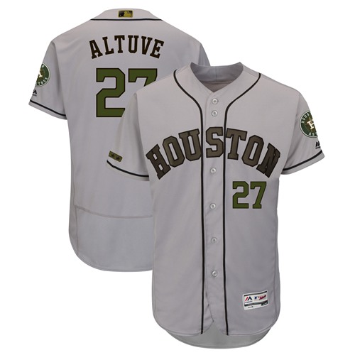 Astros #27 Jose Altuve Grey Flexbase Authentic Collection 2018 Memorial Day Stitched Baseball Jersey